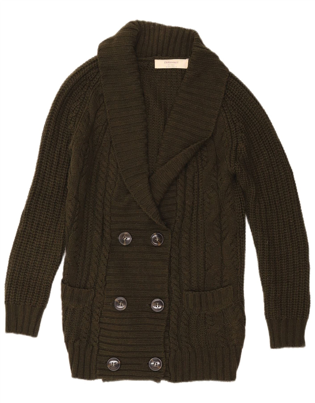 Женский двубортный кардиган Zara UK 14, средний хаки