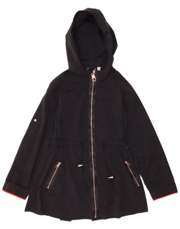 TED BAKER Womens Oversized Hooded Rain Jacket Size 0 2XS Black Polyester