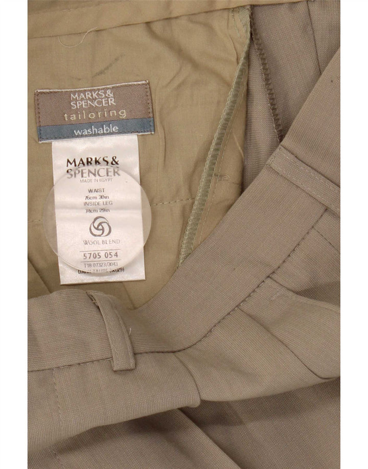 Мужские костюмные брюки Marks & Spencer W30 L29 бежевые из полиэстера