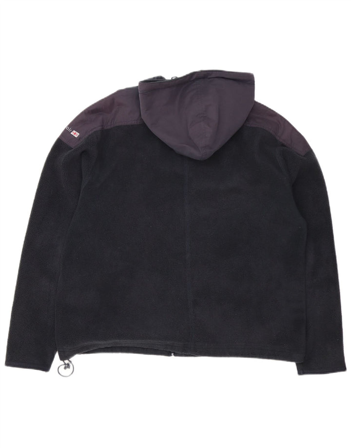 Женская флисовая куртка оверсайз REEBOK UK 16, большая, черная, с цветными блоками