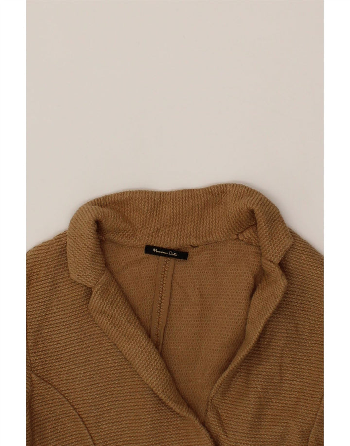 MASSIMO DUTTI Womens 2 Button Blazer Jacket UK 14 Medium Brown Cotton Vintage Massimo Dutti and Second-Hand Massimo Dutti from Messina Hembry 