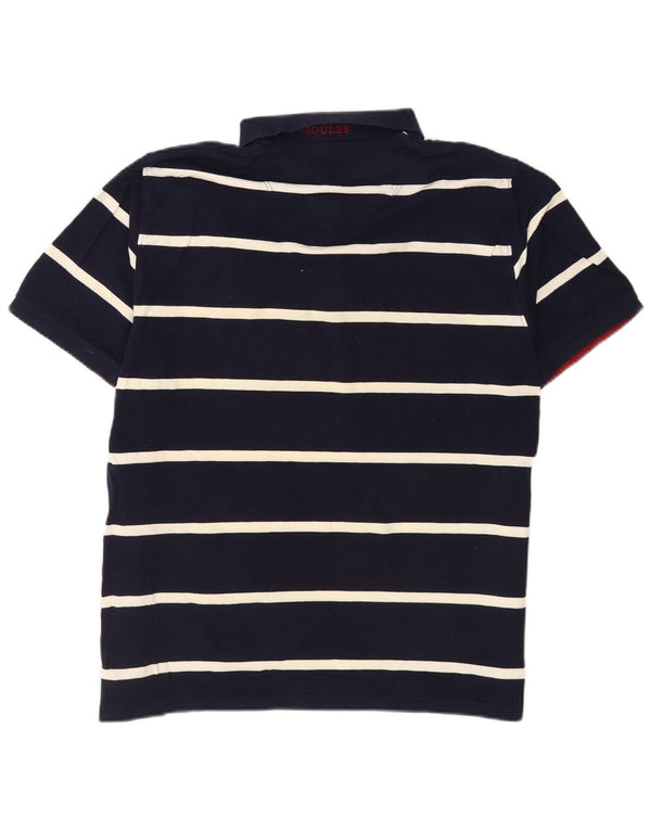 Joules Mens Polo Shirt Large Navy Blue Striped Cotton