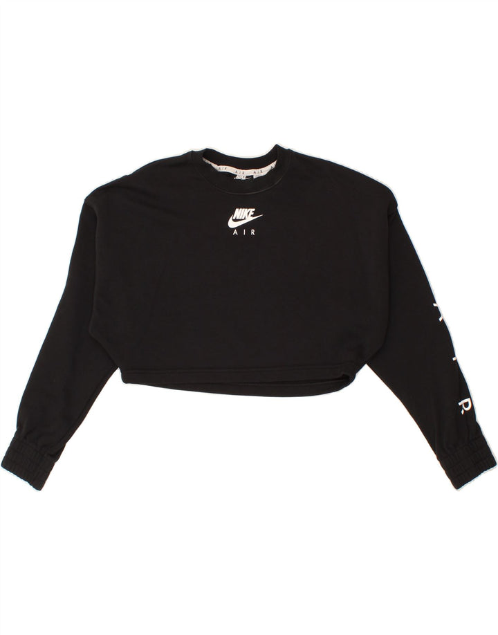 NIKE Womens Crop Sweatshirt Jumper UK 10 Small Black Cotton Vintage Nike and Second-Hand Nike from Messina Hembry 