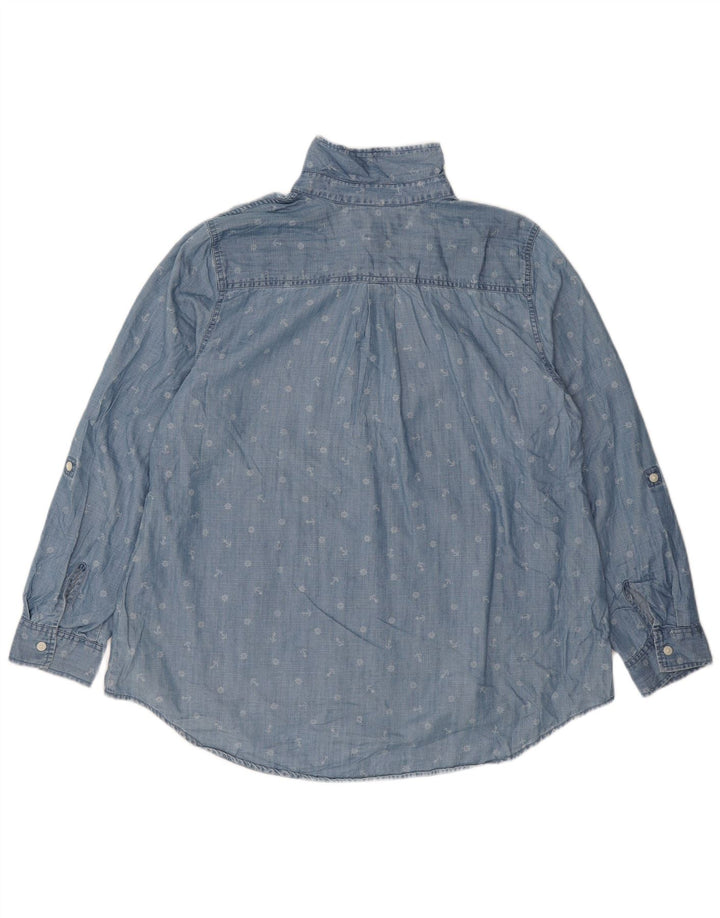 TOMMY HILFIGER Womens Abstract Pattern Denim Pullover Shirt UK 18 XL Blue