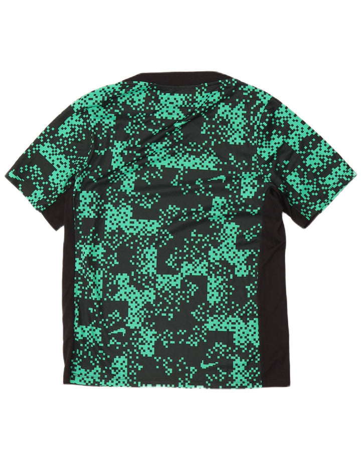 Мужская тонкая футболка Nike Dri Fit с абстрактным узором, верх из полиэстера среднего зеленого цвета