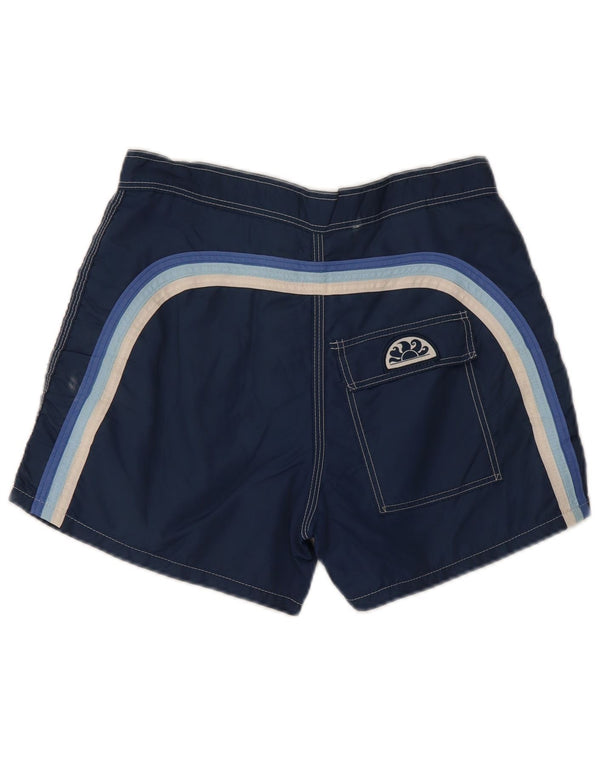 SUNDEK Mens Swimming Shorts Small Navy Blue Striped Nylon