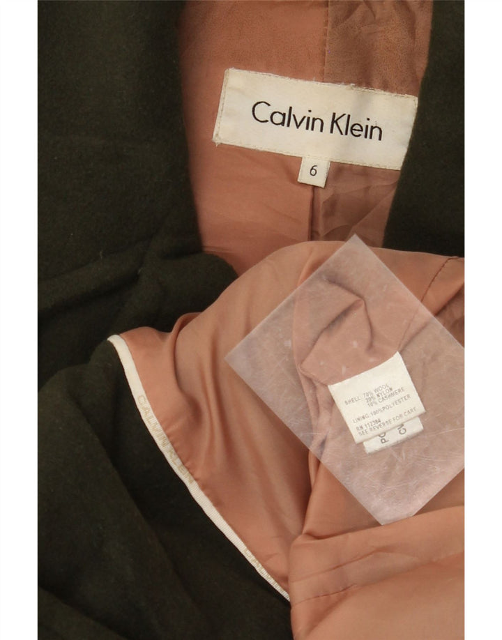 Женское полупальто CALVIN KLEIN US 6, средний цвет хаки, шерсть