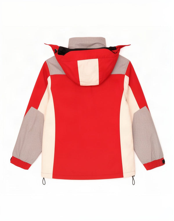 Kappa Womens Hooded Ski Jacket UK 14 Medium Red Colourblock Polyester