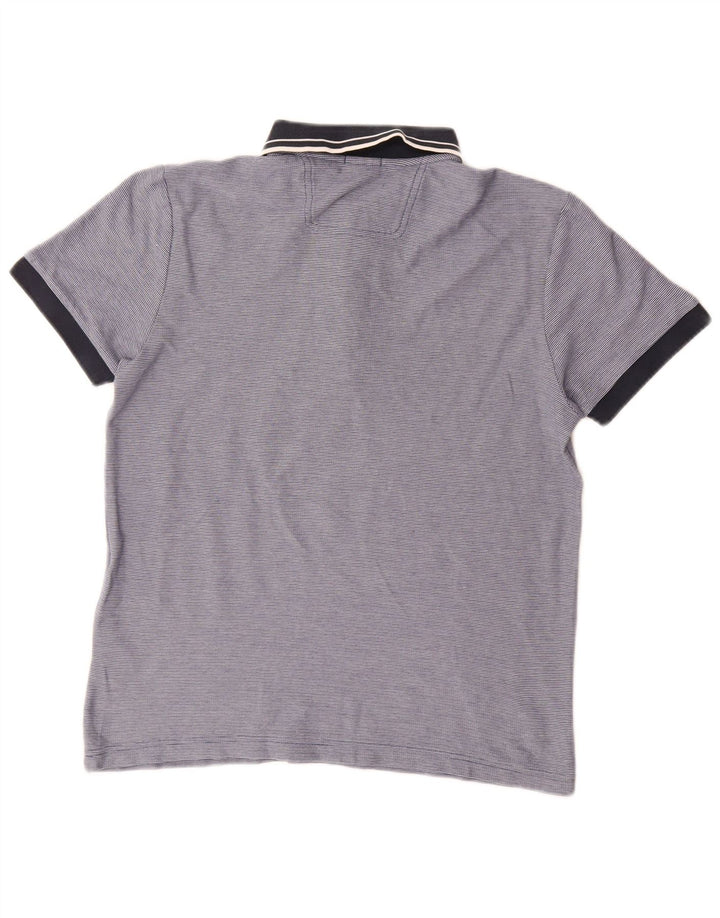 Мужская рубашка-поло стандартного кроя Hugo Boss, хлопковая полоска синего цвета среднего размера