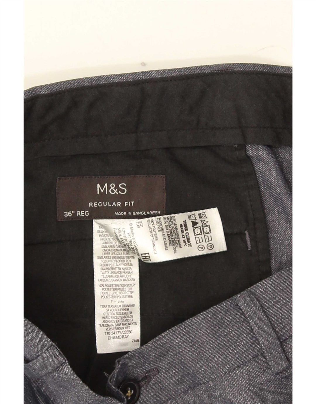 Мужские прямые брюки-чиносы Marks & Spencer W36 L30 серые из полиэстера