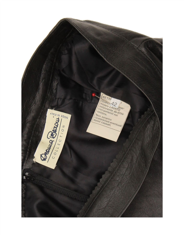 VINTAGE Womens Leather Skirt IT 42 Medium W26 Black Leather Vintage Vintage and Second-Hand Vintage from Messina Hembry 