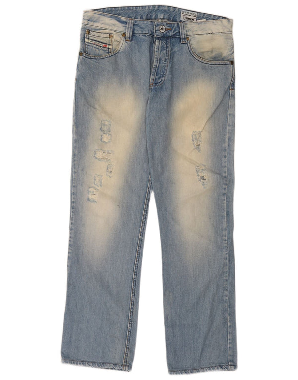 Мужские потертые обычные прямые джинсы Diesel Timmen W32 L32, синий хлопок