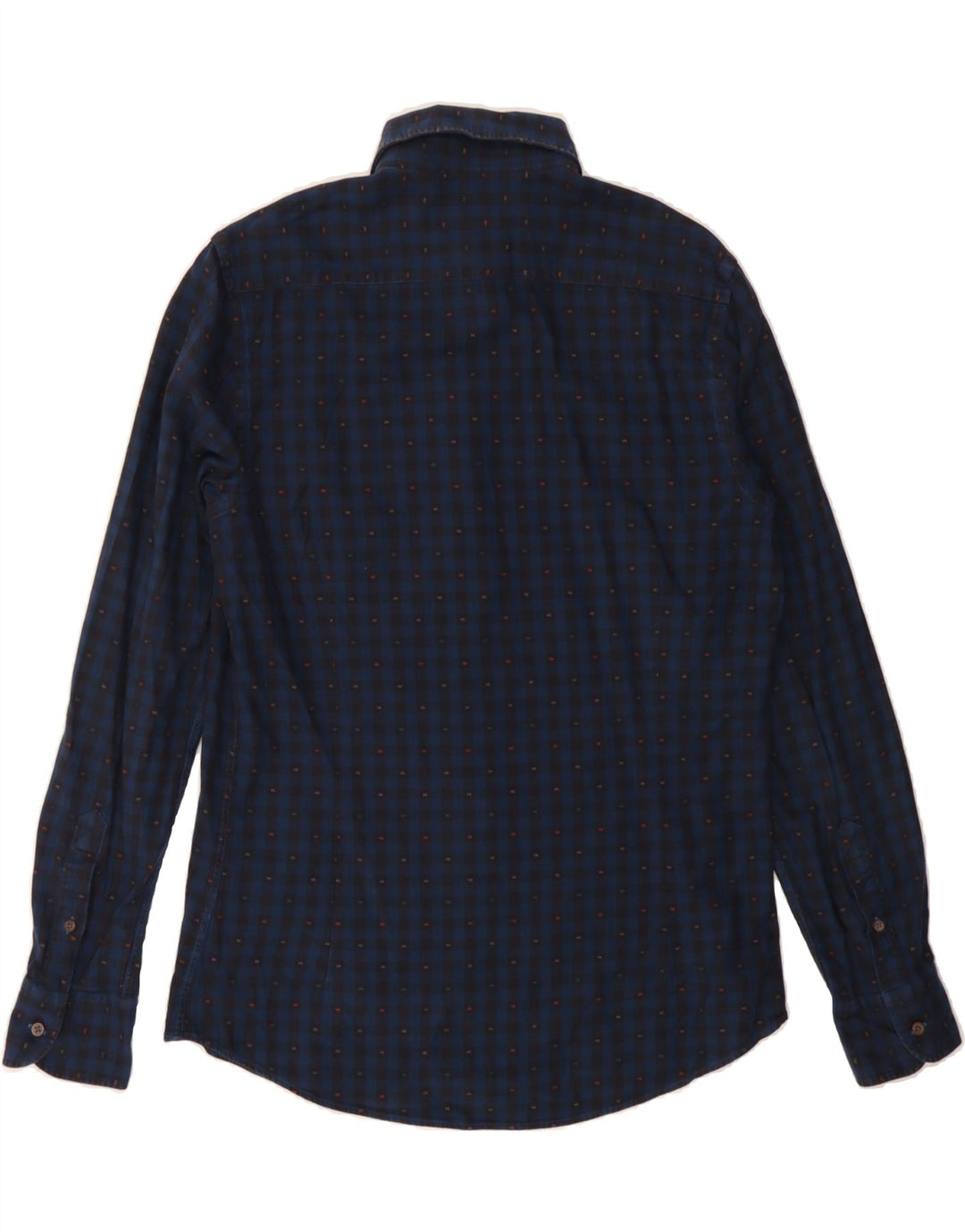 MASSIMO DUTTI Mens Shirt Medium Navy Blue Check Vintage Massimo Dutti and Second-Hand Massimo Dutti from Messina Hembry 