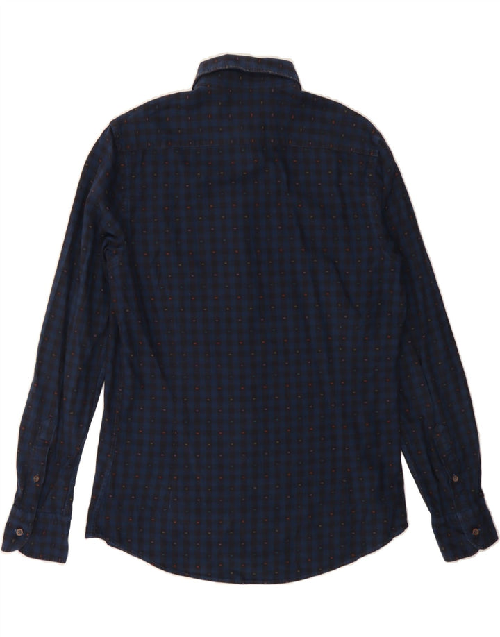 MASSIMO DUTTI Mens Shirt Medium Navy Blue Check Vintage Massimo Dutti and Second-Hand Massimo Dutti from Messina Hembry 
