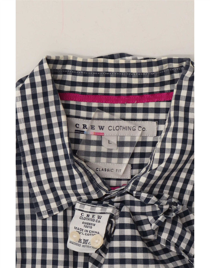 Crew Clothing Мужская классическая рубашка большого размера из хлопка в мелкую синюю клетку