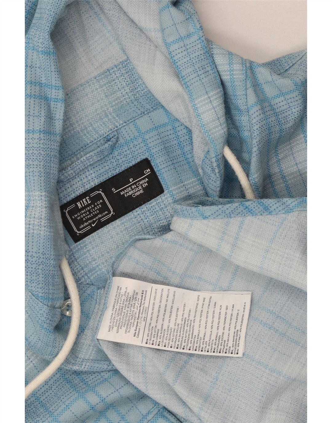 Мужская фланелевая рубашка с капюшоном Nike, маленькая синяя клетка, хлопок