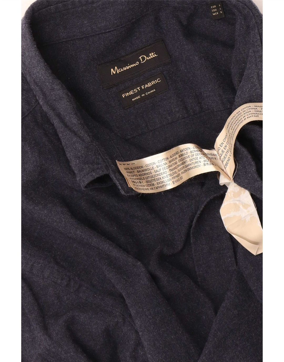 Мужская рубашка Massimo Dutti, темно-синяя, хлопковая, большая
