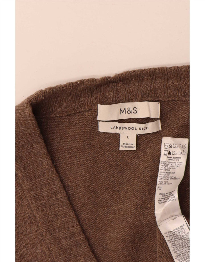 Мужской кардиган-свитер Marks & Spencer большой коричневый шерстяной