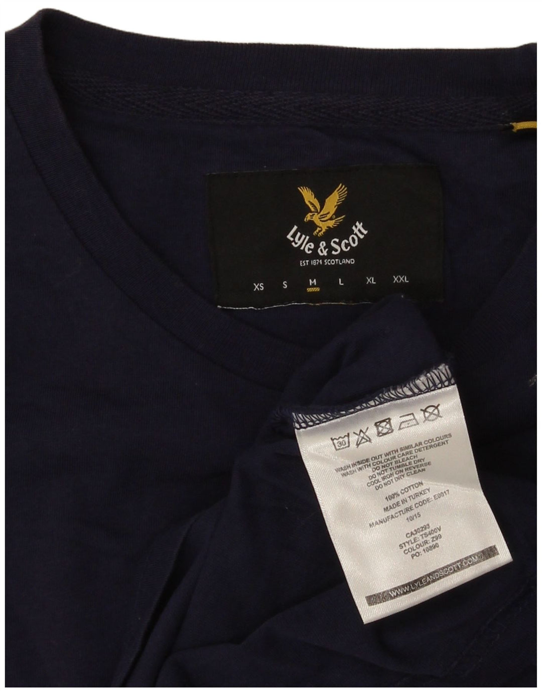 Мужская футболка Lyle & Scott среднего размера, темно-синяя, хлопковая