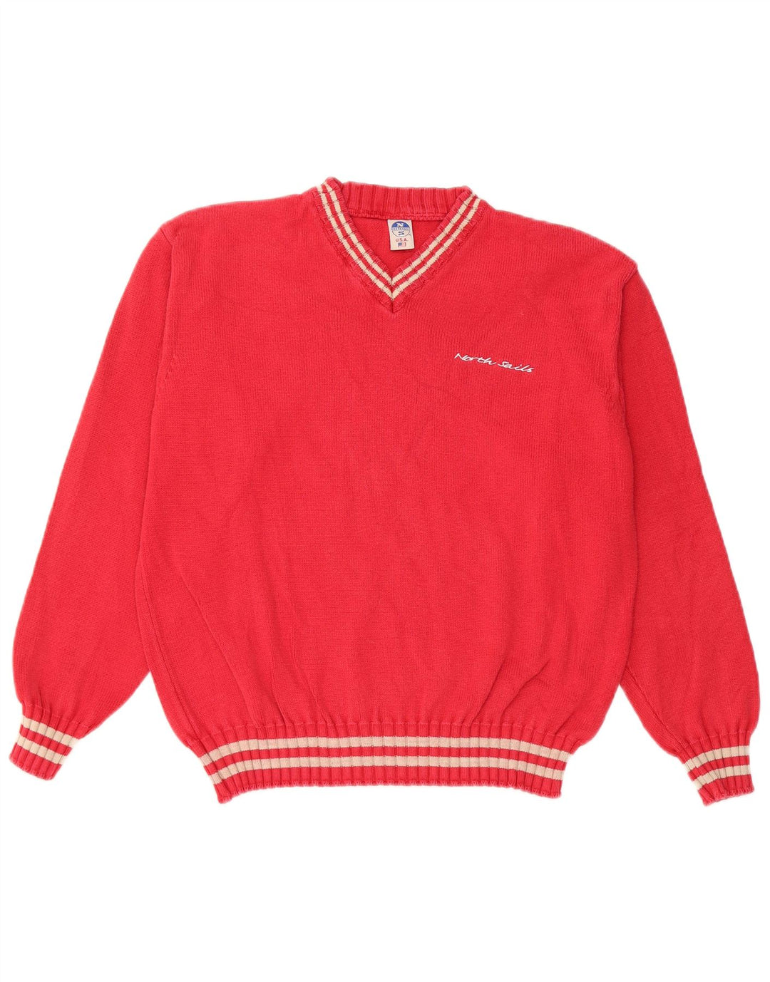 Женский свободный джемпер с v-образным вырезом NORTH SAILS UK 10, маленький красный хлопок
