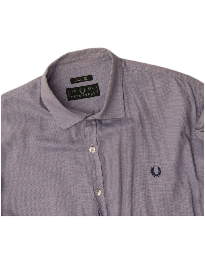 FRED PERRY Мужская рубашка приталенного кроя 2XL, синяя, хлопок