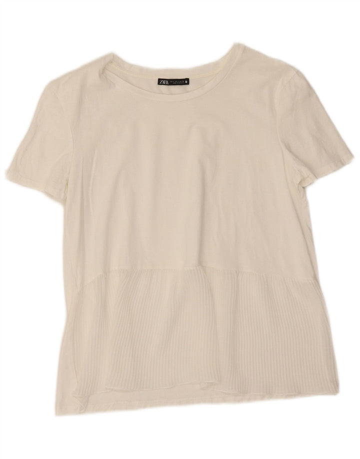 Женская футболка Zara Top UK 10, маленькая белая