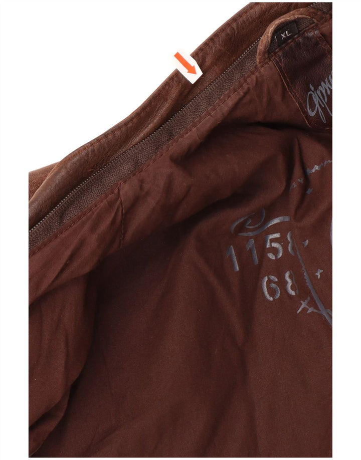 Мужская тонкая кожаная куртка GIPSY UK 42 XL коричневая кожа