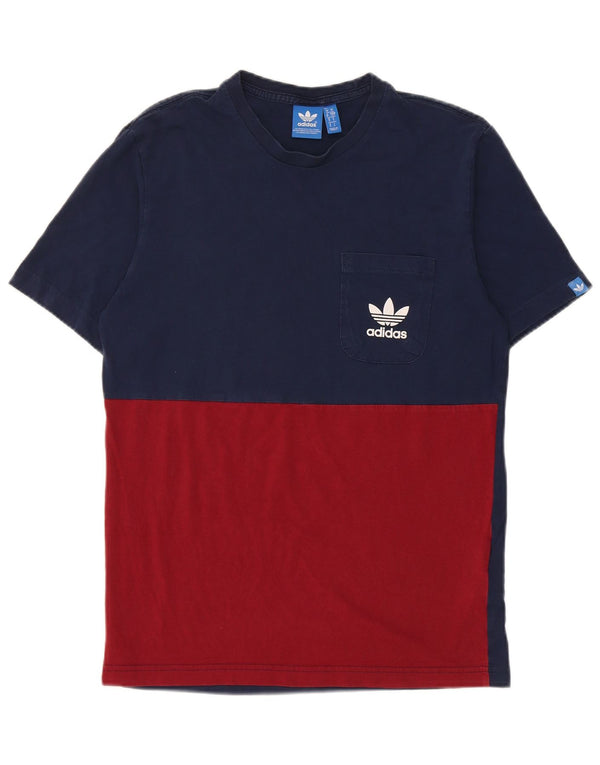 Мужская футболка Adidas с графическим рисунком, маленькая, темно-синяя, хлопковая с цветными блоками