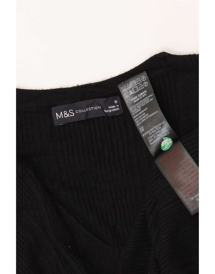 Женский топ Marks & Spencer с длинным рукавом, Великобритания, 10 маленьких размеров, вискоза в черную полоску