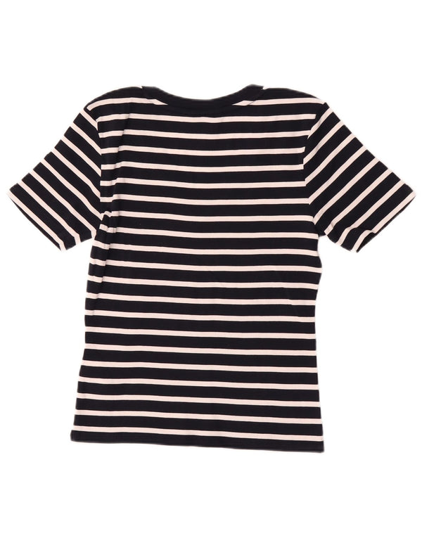 Женская укороченная футболка Tommy Hilfiger UK 10, маленькая, хлопковая в черную полоску