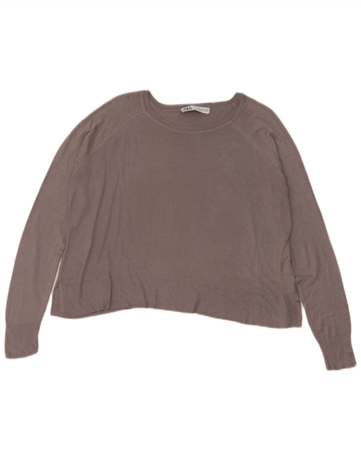 Женская блузка оверсайз Zara Top UK 10, маленькая, серая, вискоза
