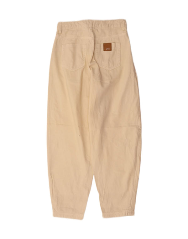 Женские зауженные джинсы с высокой талией Zara EU 34 2XS W24 L26, бежевый хлопок