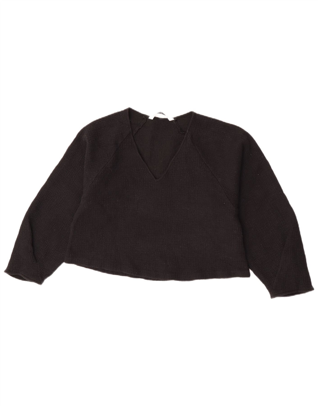 Женская укороченная блузка с рукавом 3/4 Zara UK 12, шерсть среднего размера, черная