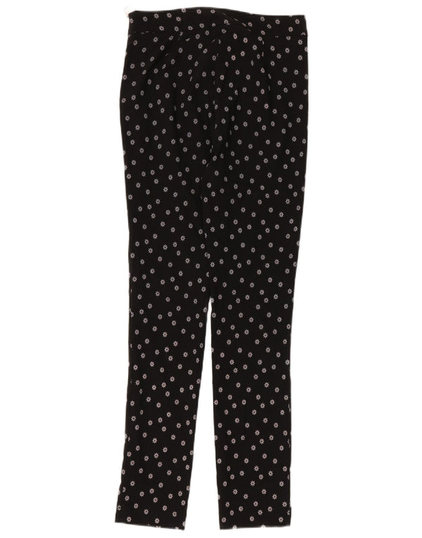 Zara Женские узкие повседневные брюки XS W24 L28 Черные пятнистые вискозные брюки