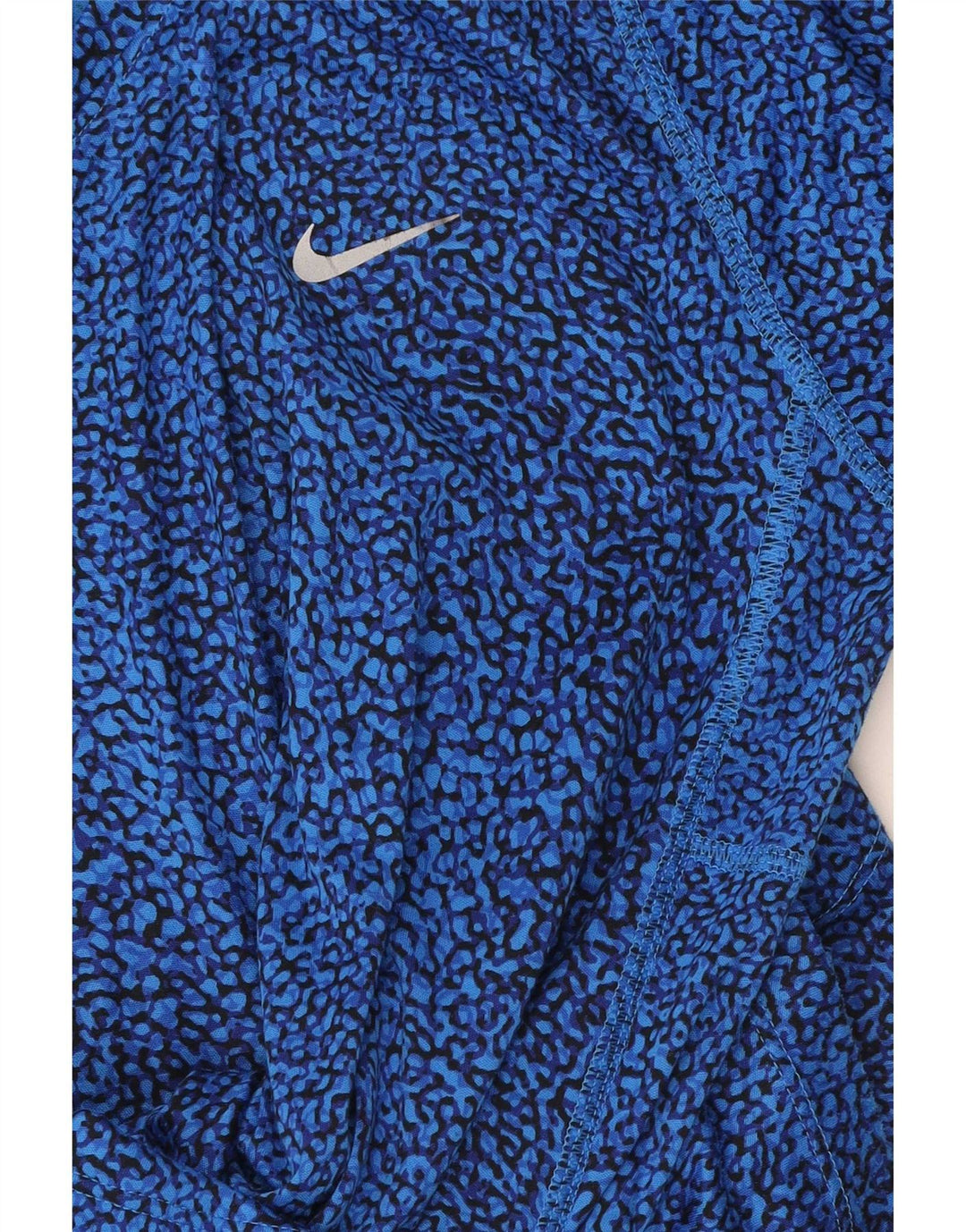 Женская футболка Nike Top UK 12, средний синий, полиэстер с геометрическим рисунком