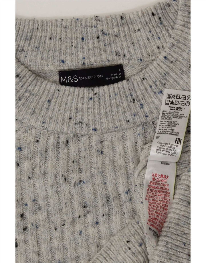 Женский джемпер с круглым вырезом Marks & Spencer, Великобритания 16, большой серый в крапинку