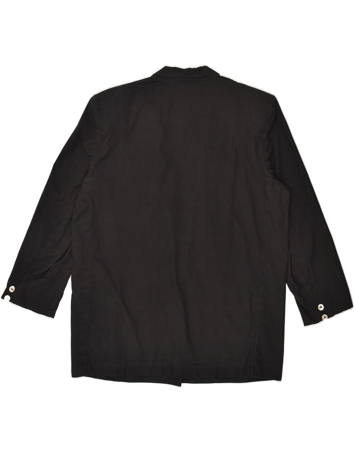 VINTAGE Womens 1 Button Blazer Jacket US 2 XS Black Cotton | Vintage Vintage | Thrift | Second-Hand Vintage | Used Clothing | Messina Hembry 