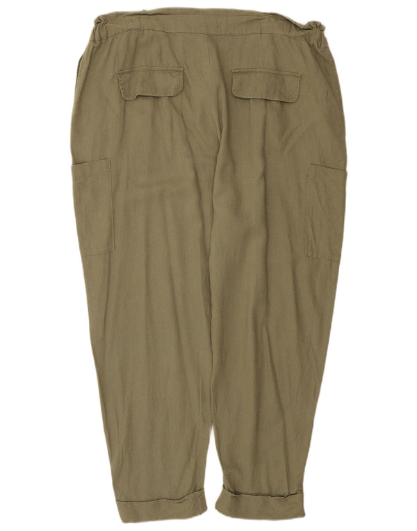 Женские брюки карго Zara EU 44 XL W34 L26, лен цвета хаки
