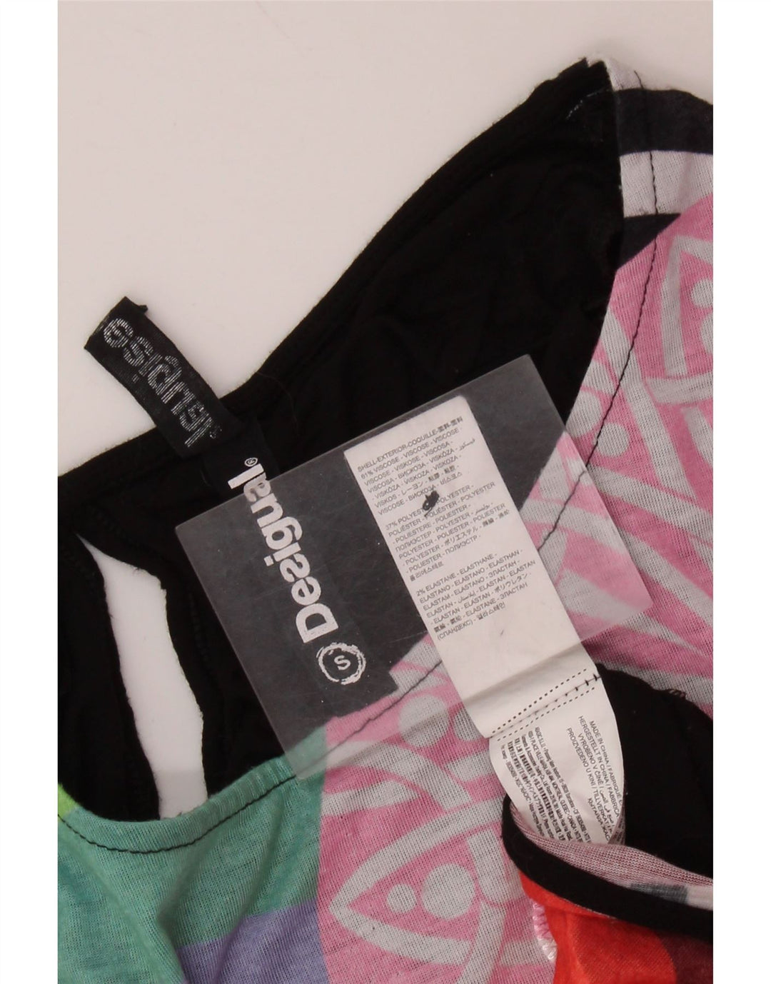 Женская футболка оверсайз с рисунком Desigual Top UK 10, маленькая, черная, вискоза