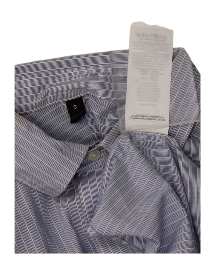 VINTAGE Mens Shirt Small Blue Striped Cotton