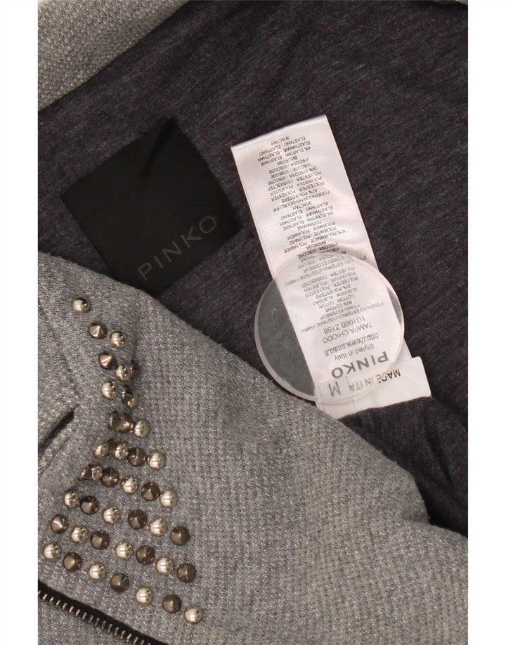Женская укороченная куртка-бомбер Pinko UK 12, хлопок среднего серого цвета