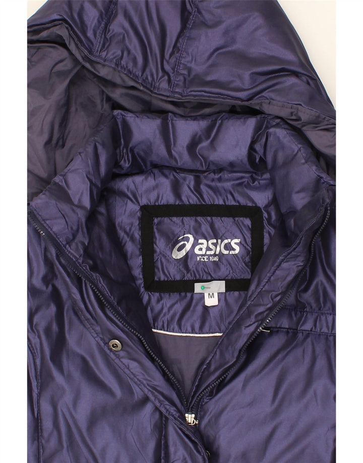 ASICS Womens Hooded Padded Jacket UK 14 Medium Navy Blue Nylon Vintage Asics and Second-Hand Asics from Messina Hembry 