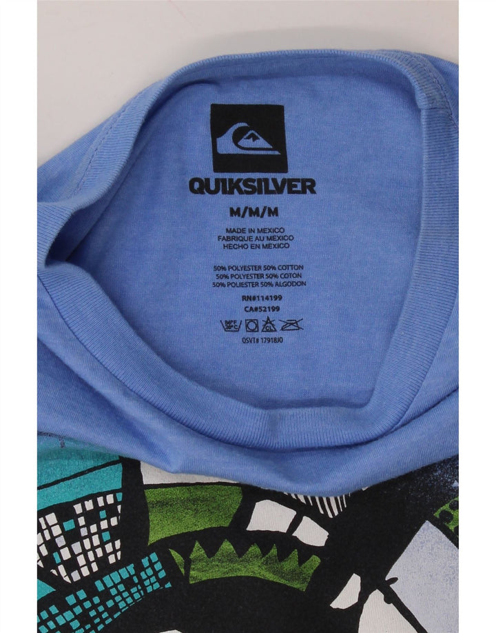 QUIKSILVER Mens Graphic T-Shirt Top Medium Blue Polyester Vintage Quiksilver and Second-Hand Quiksilver from Messina Hembry 