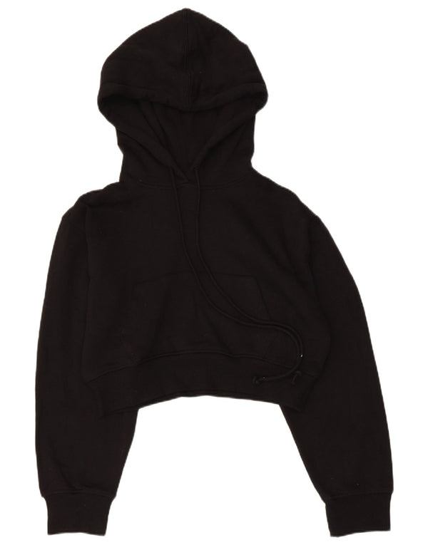 Женский укороченный джемпер с капюшоном ZARA UK 10, маленький черный, полиэстер