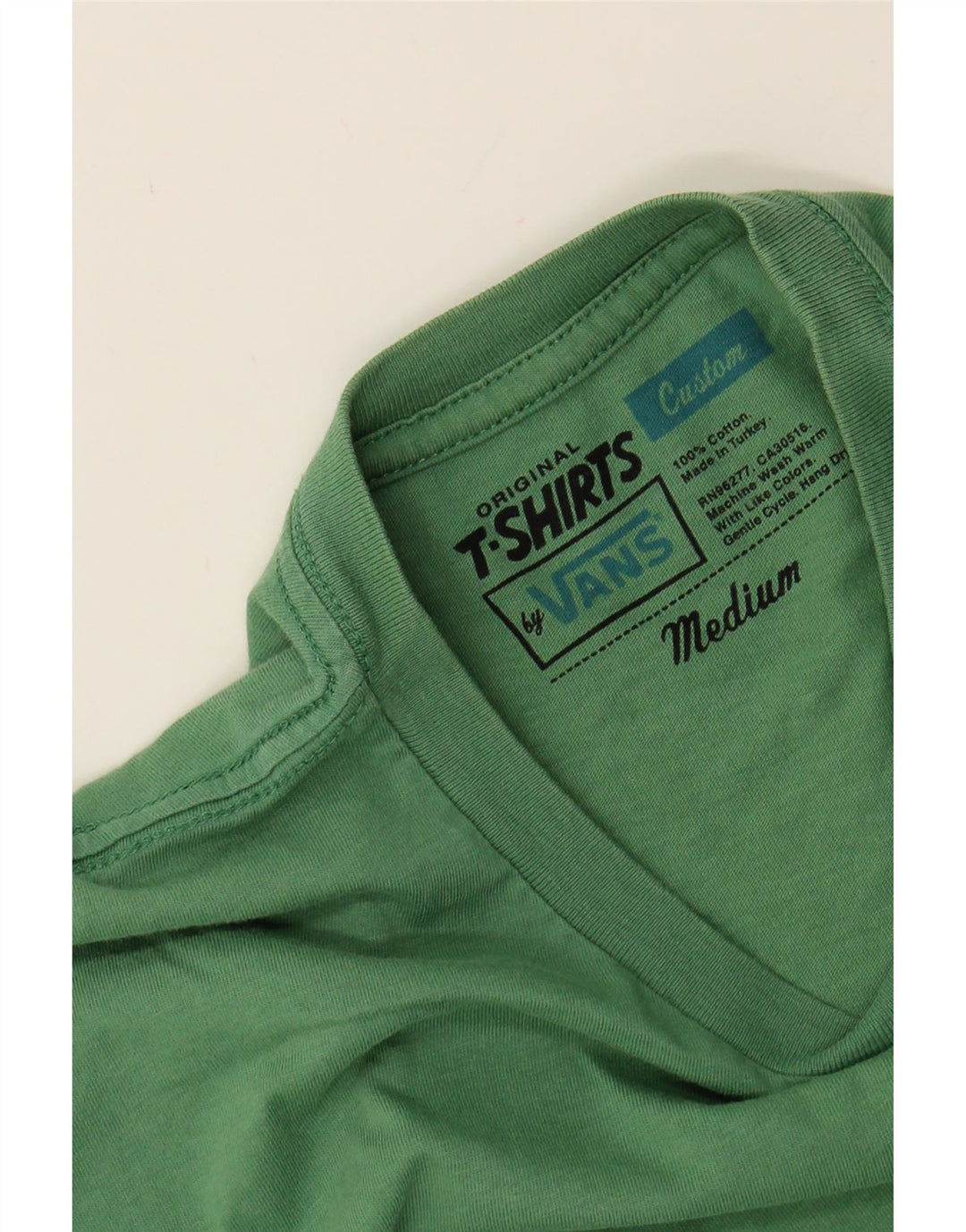 VANS Mens Custom Fit T-Shirt Top Medium Green Cotton Vintage Vans and Second-Hand Vans from Messina Hembry 