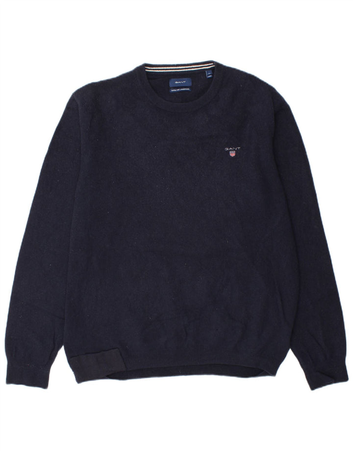 Мужской свитер Gant с круглым вырезом XL, темно-синий, шерсть