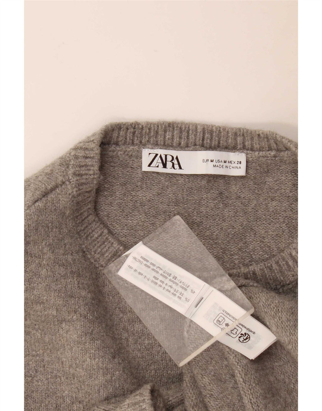 Женское платье-джемпер без рукавов Zara UK 12, шерсть среднего серого цвета
