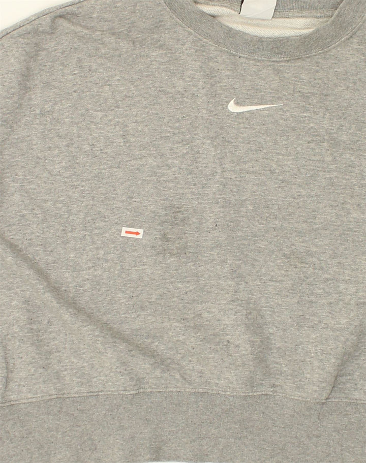 NIKE Womens Oversized Sweatshirt Jumper UK 14 Medium Grey Cotton | Vintage Nike | Thrift | Second-Hand Nike | Used Clothing | Messina Hembry 