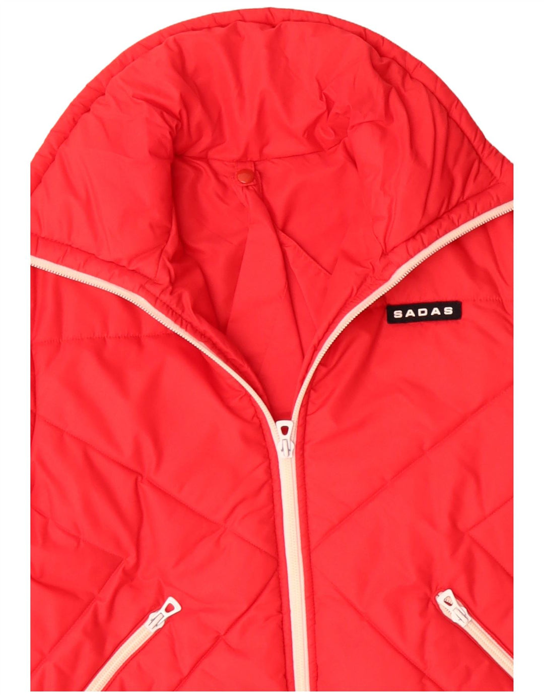 Женская стеганая куртка с капюшоном VINTAGE UK 16, большой красный полиамид