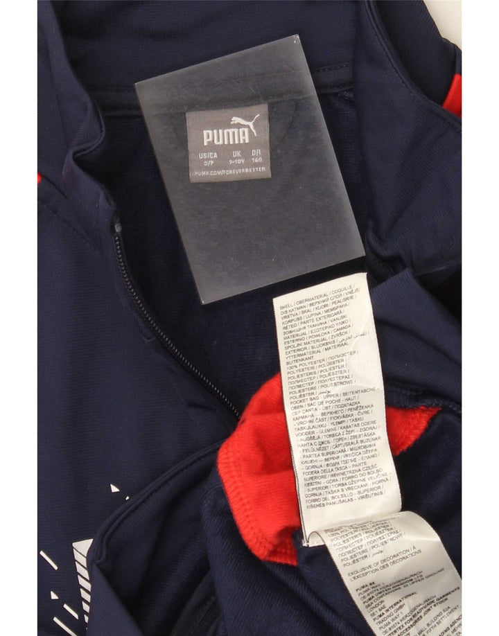 Спортивный костюм Puma для мальчиков с графическим рисунком, верхняя куртка 9–10 лет, темно-синий с цветными блоками